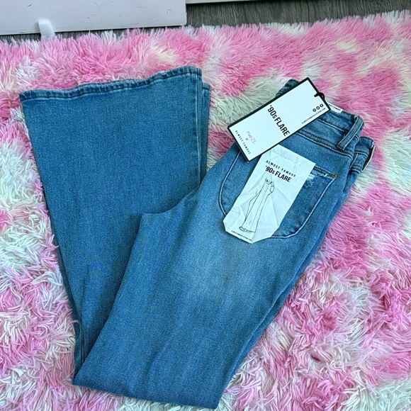 Almost Famous Blue Distressed Flare Jeans - Picture 7 of 8